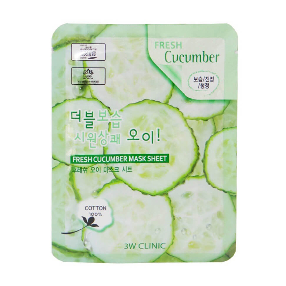 Тканинна маска для обличчя 3W Clinic Fresh Cucumber Mask Sheet з екстрактом огірка, 1 шт