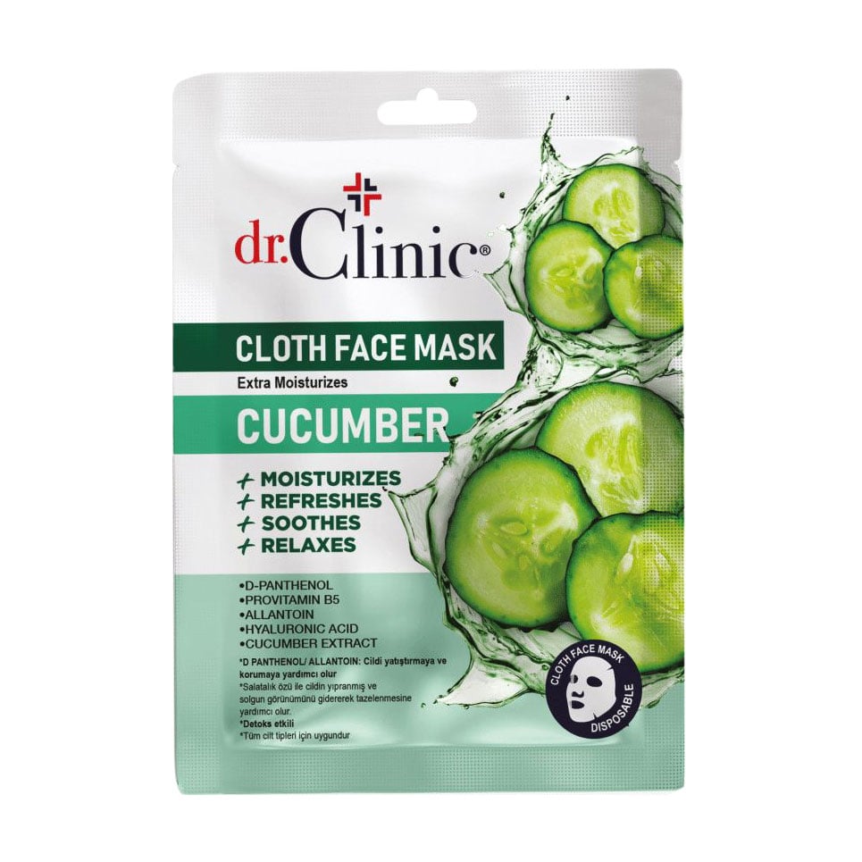 Тканинна маска для обличчя Dr.Clinic Cloth Face Mask Cucumber з екстрактом огірка, 1 шт