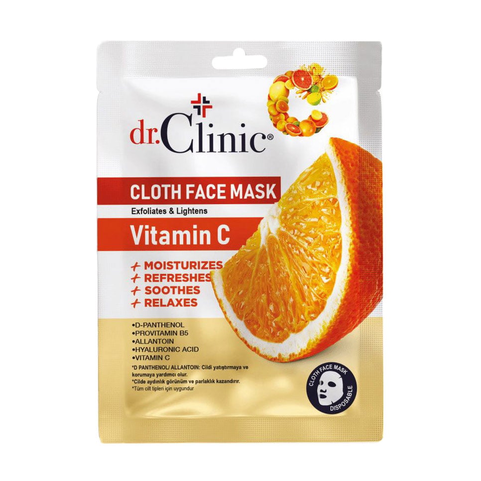 Тканинна маска для обличчя Dr.Clinic Cloth Face Mask Vitamin C з вітаміном C, 1 шт